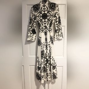 Zara shirt dress, white with black pattern, Medium